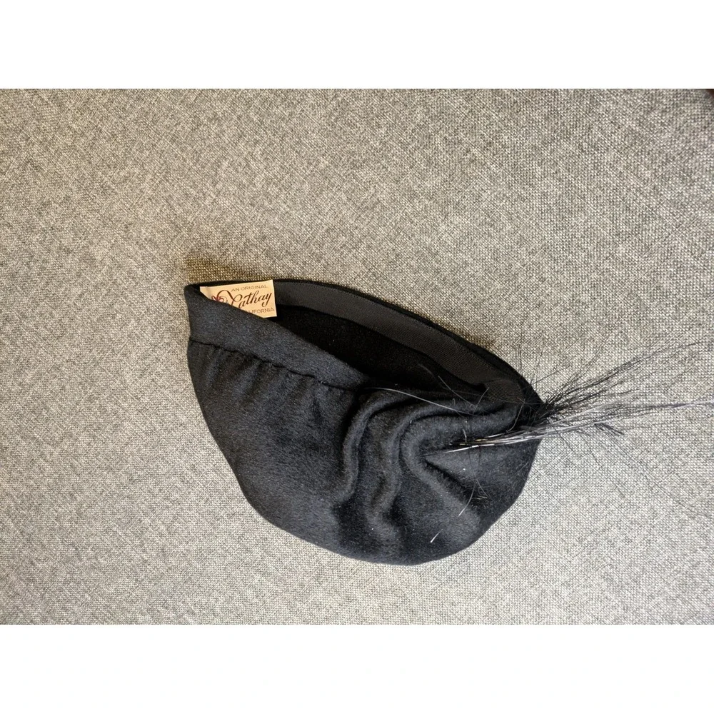 Vintage 1960s An Original Cathay of California Women's Stylish Black Hat France